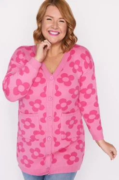 Lorraine Designs Knits & Cardigans*Clover Pink Daisy Cardi