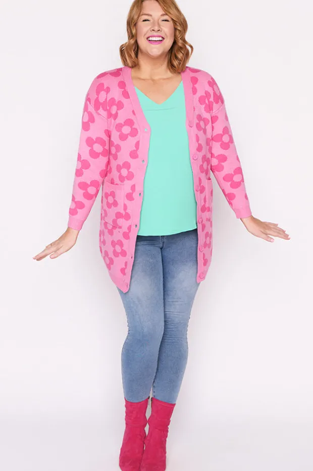 Lorraine Designs Knits & Cardigans*Clover Pink Daisy Cardi