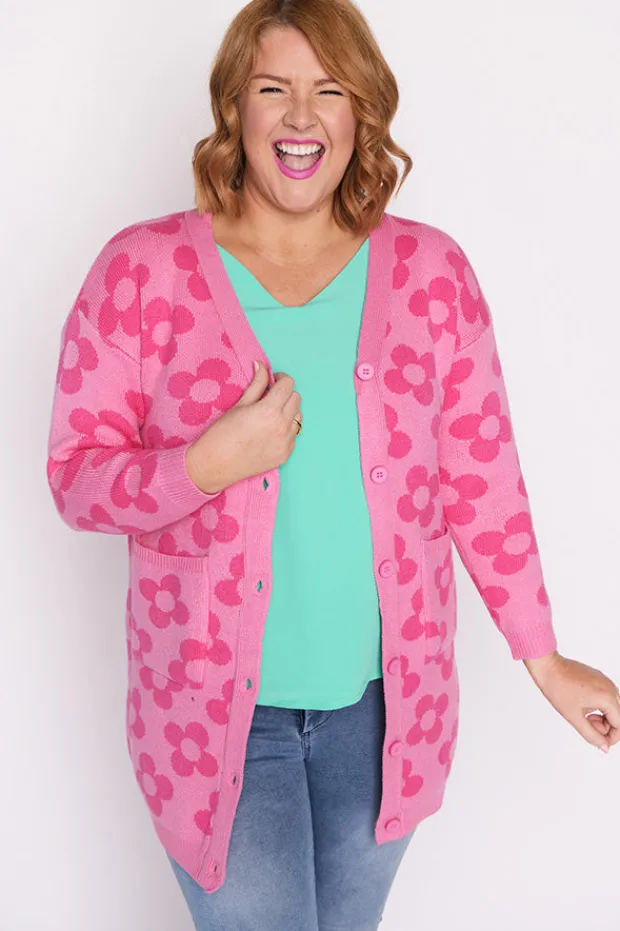 Lorraine Designs Knits & Cardigans*Clover Pink Daisy Cardi