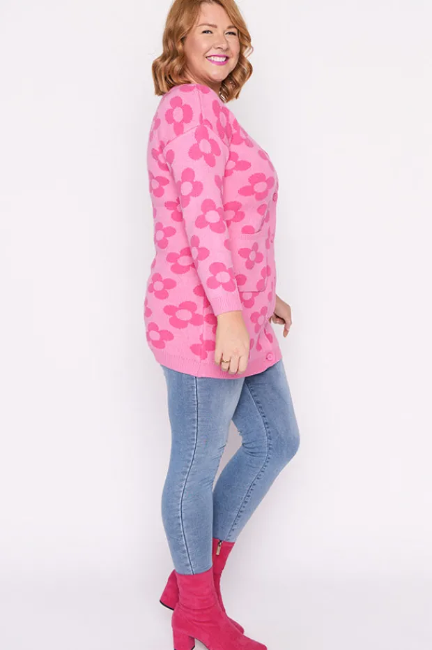 Lorraine Designs Knits & Cardigans*Clover Pink Daisy Cardi