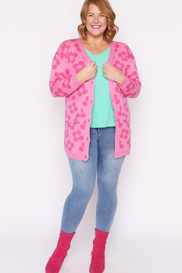 Lorraine Designs Knits & Cardigans*Clover Pink Daisy Cardi
