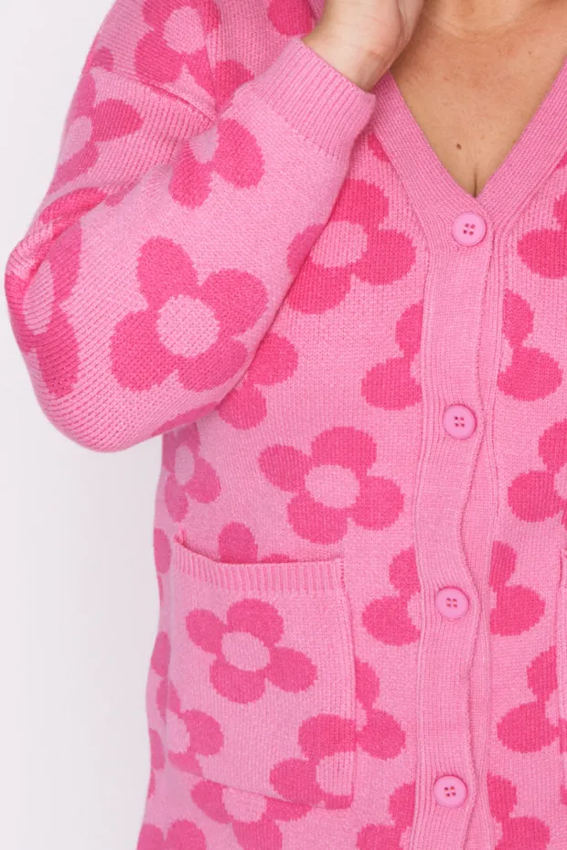 Lorraine Designs Knits & Cardigans*Clover Pink Daisy Cardi