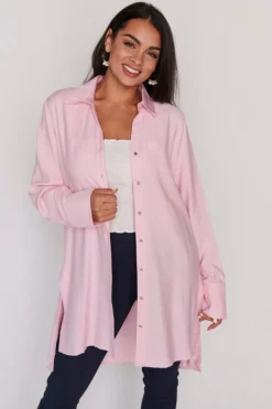 Lorraine Designs Tops | Shirt Dresses*Darcy Pink Long Shirt