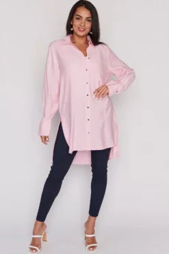 Lorraine Designs Tops | Shirt Dresses*Darcy Pink Long Shirt