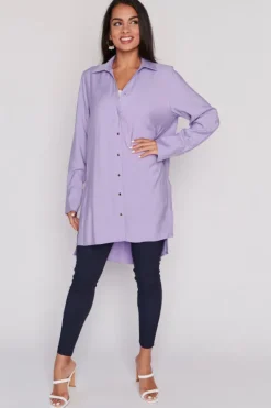 Lorraine Designs Tops | Shirt Dresses*Darcy Purple Long Shirt