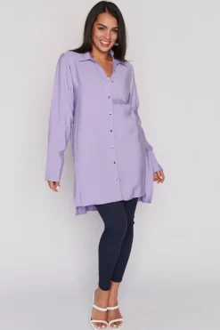 Lorraine Designs Tops | Shirt Dresses*Darcy Purple Long Shirt