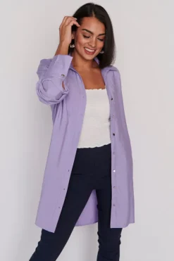 Lorraine Designs Tops | Shirt Dresses*Darcy Purple Long Shirt