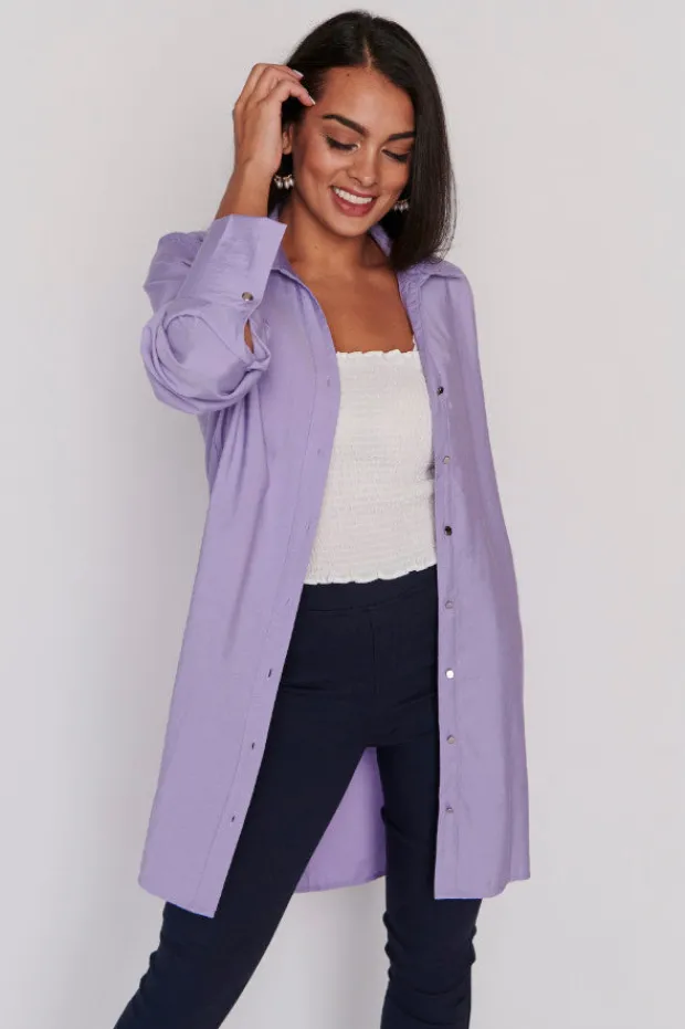 Lorraine Designs Tops | Shirt Dresses*Darcy Purple Long Shirt