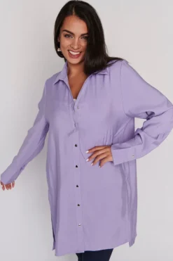 Lorraine Designs Tops | Shirt Dresses*Darcy Purple Long Shirt