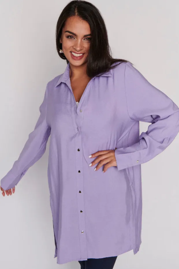 Lorraine Designs Tops | Shirt Dresses*Darcy Purple Long Shirt