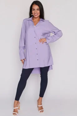 Lorraine Designs Tops | Shirt Dresses*Darcy Purple Long Shirt