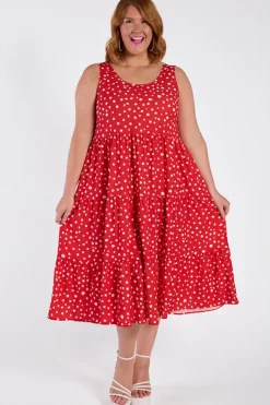 Lorraine Designs Fit & Flare Dresses | Midi Dresses*Debbie Red Spot Dress