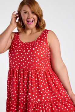 Lorraine Designs Fit & Flare Dresses | Midi Dresses*Debbie Red Spot Dress