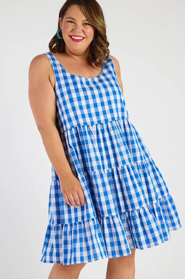 Lorraine Designs Knee Length Dresses | Mini Dresses*Dorothy Gingham Cobalt Dress