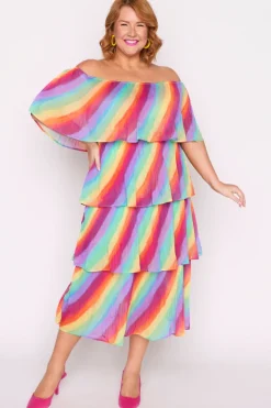 Lorraine Designs Cocktail Dresses | Midi Dresses*Faire Rainbow Shine Pleated Dress