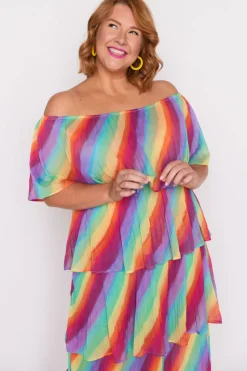 Lorraine Designs Cocktail Dresses | Midi Dresses*Faire Rainbow Shine Pleated Dress