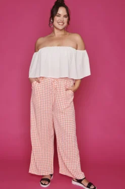 Lorraine Designs Pants & Jeans*Far Beyond Peach Check Pants