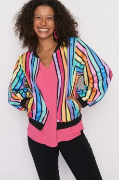 Lorraine Designs Jackets & Coats*Flashy LPD Black Stripe Bomber