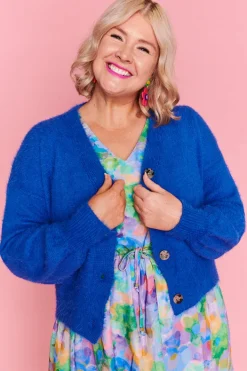 Lorraine Designs Knits & Cardigans*Fluffy Electric Blue Cardi