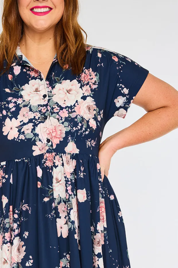 Lorraine Designs Shirt Dresses | Casual Dresses*Frankie Navy Floral Dress