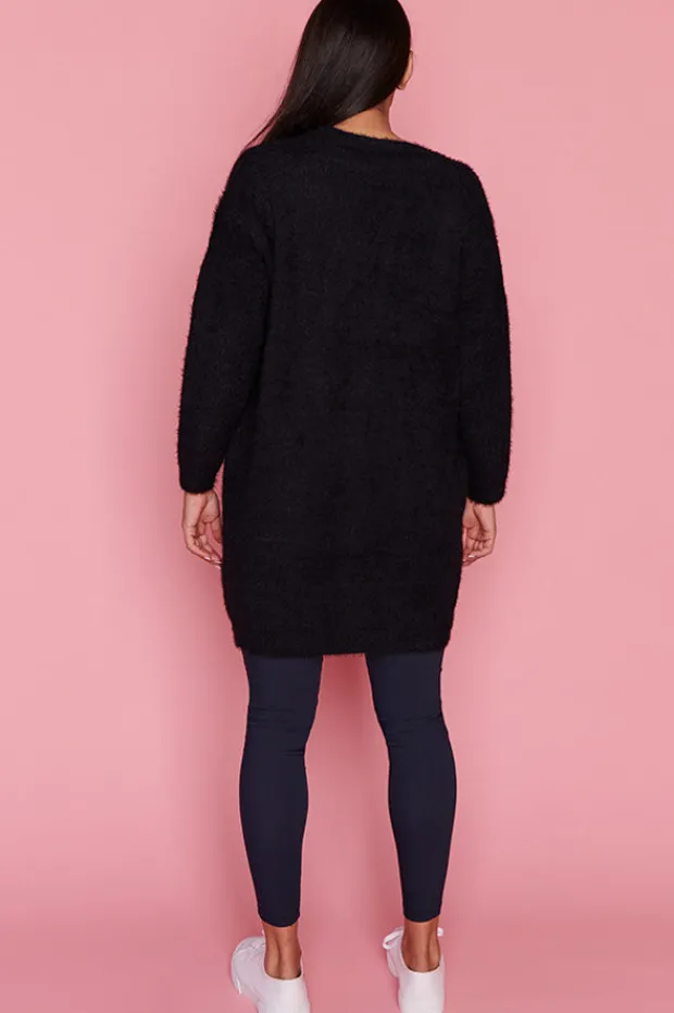 Lorraine Designs Knits & Cardigans*Fuzzy Black Long Cardi