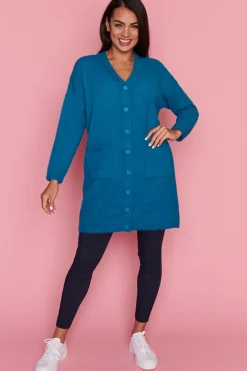 Lorraine Designs Knits & Cardigans*Fuzzy Harbour Blue Long Cardi
