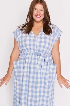 Lorraine Designs Loose Dresses | Midi Dresses*Georgie Blue Gingham Dress