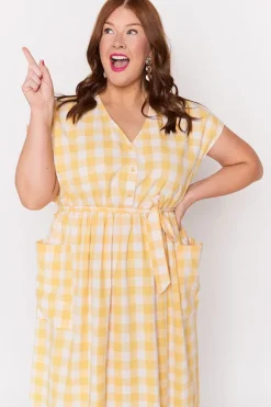 Lorraine Designs Loose Dresses | Midi Dresses*Georgie Yellow Gingham Dress