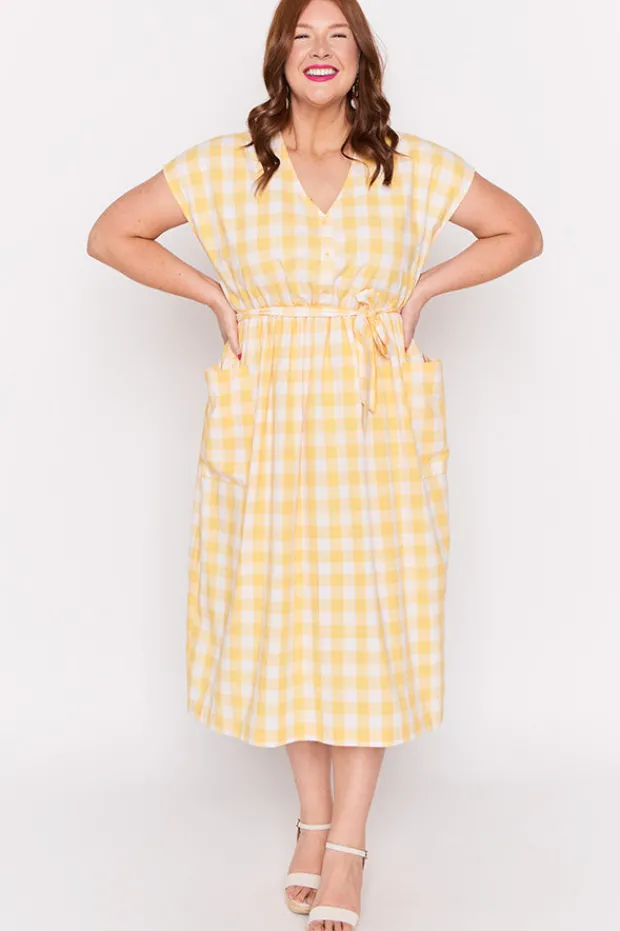 Lorraine Designs Loose Dresses | Midi Dresses*Georgie Yellow Gingham Dress