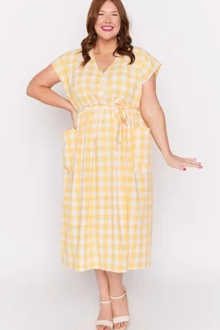 Lorraine Designs Loose Dresses | Midi Dresses*Georgie Yellow Gingham Dress