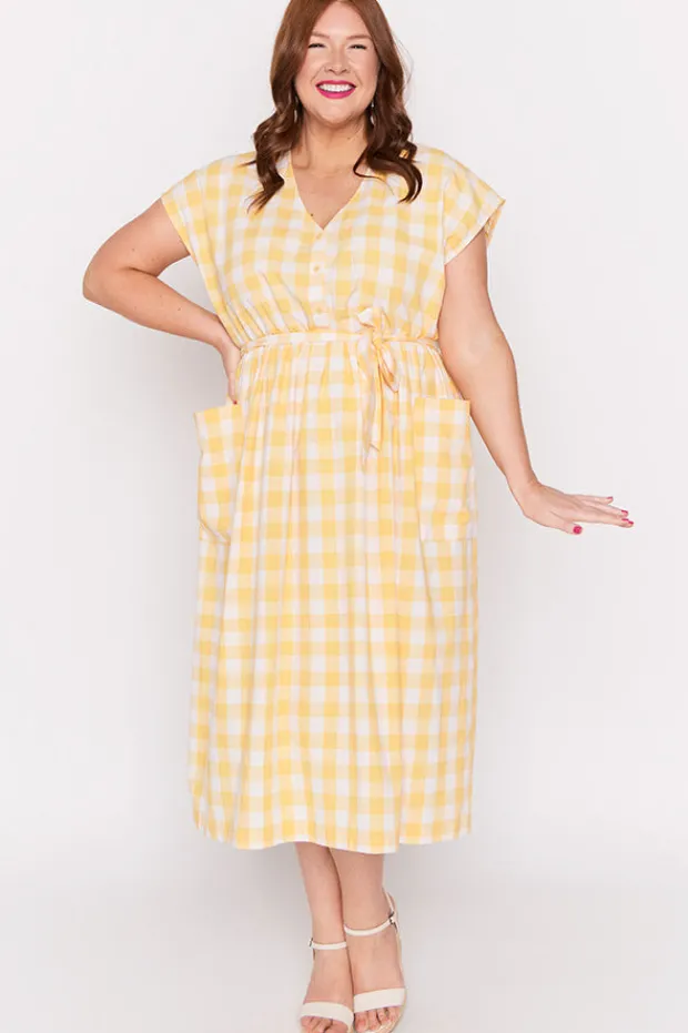 Lorraine Designs Loose Dresses | Midi Dresses*Georgie Yellow Gingham Dress