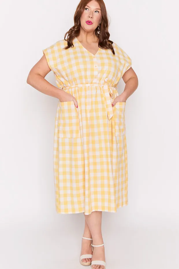 Lorraine Designs Loose Dresses | Midi Dresses*Georgie Yellow Gingham Dress