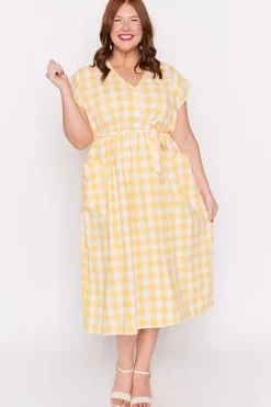 Lorraine Designs Loose Dresses | Midi Dresses*Georgie Yellow Gingham Dress