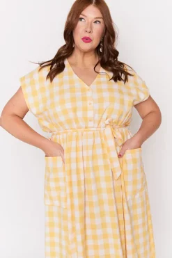 Lorraine Designs Loose Dresses | Midi Dresses*Georgie Yellow Gingham Dress