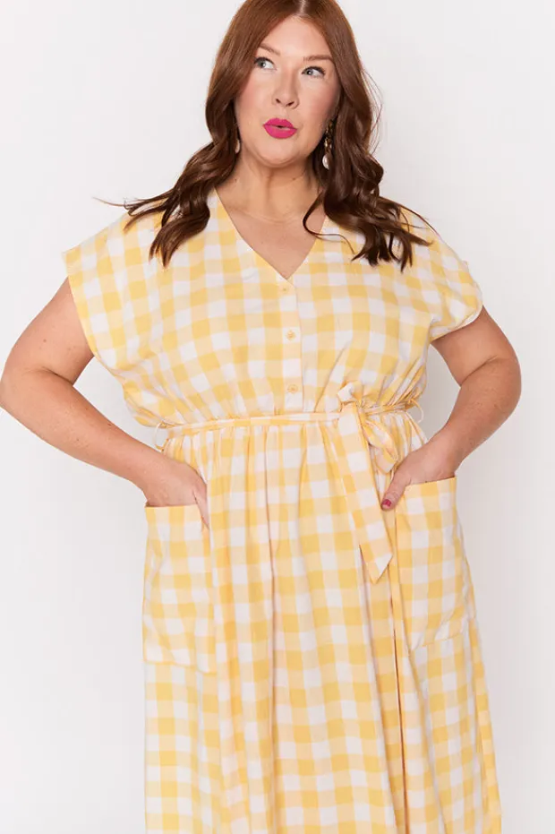 Lorraine Designs Loose Dresses | Midi Dresses*Georgie Yellow Gingham Dress
