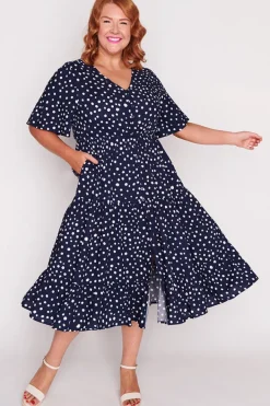 Lorraine Designs Casual Dresses | Fit & Flare Dresses*Jessica Navy & White Flecks Dress
