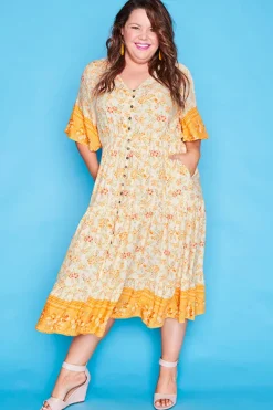 Lorraine Designs Casual Dresses | Fit & Flare Dresses*Jessica Yellow Floral Dress