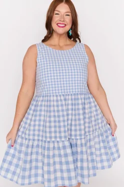 Lorraine Designs Fit & Flare Dresses | Knee Length Dresses*Joey Blue Gingham Dress