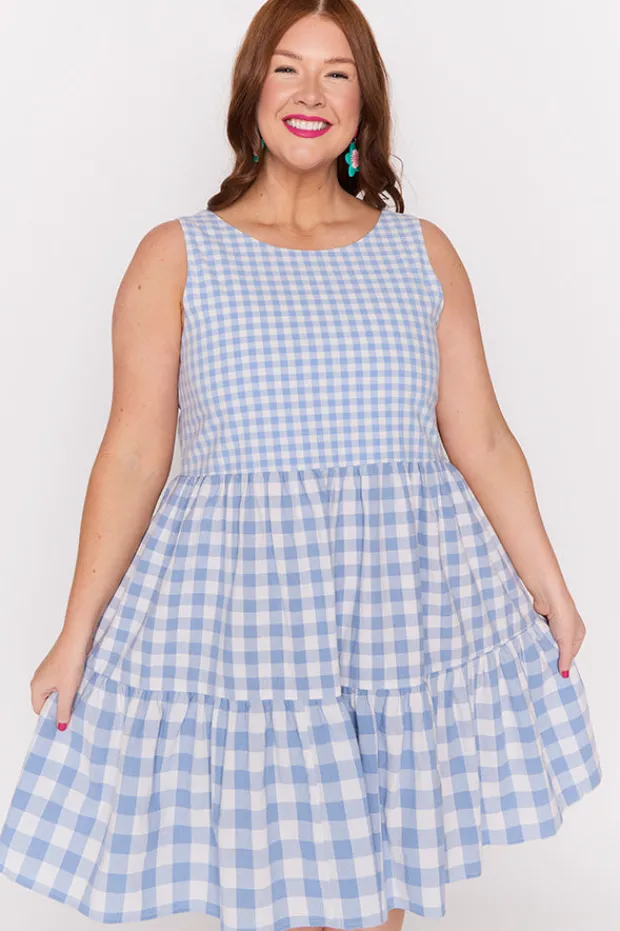 Lorraine Designs Fit & Flare Dresses | Knee Length Dresses*Joey Blue Gingham Dress