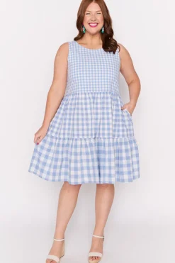Lorraine Designs Fit & Flare Dresses | Knee Length Dresses*Joey Blue Gingham Dress