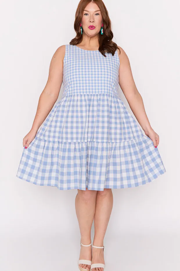 Lorraine Designs Fit & Flare Dresses | Knee Length Dresses*Joey Blue Gingham Dress