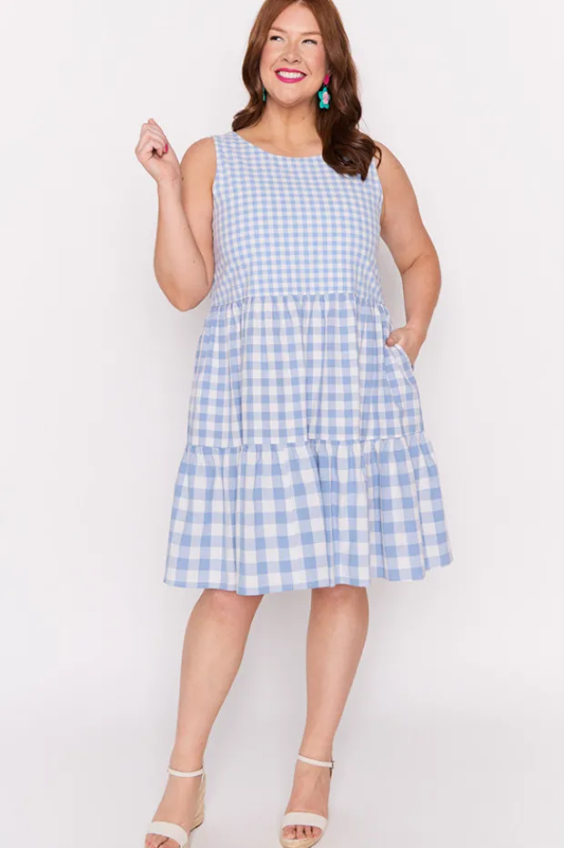 Lorraine Designs Fit & Flare Dresses | Knee Length Dresses*Joey Blue Gingham Dress