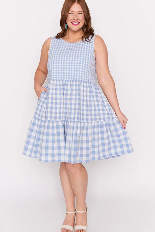 Lorraine Designs Fit & Flare Dresses | Knee Length Dresses*Joey Blue Gingham Dress