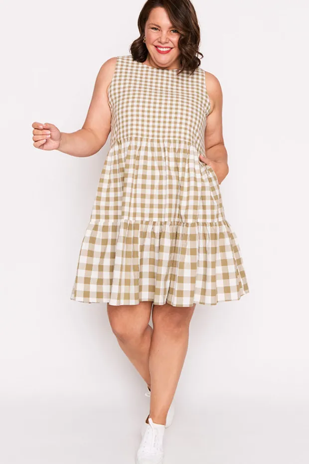 Lorraine Designs Fit & Flare Dresses | Knee Length Dresses*Joey Olive Gingham Dress