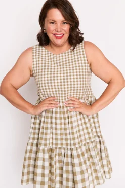 Lorraine Designs Fit & Flare Dresses | Knee Length Dresses*Joey Olive Gingham Dress