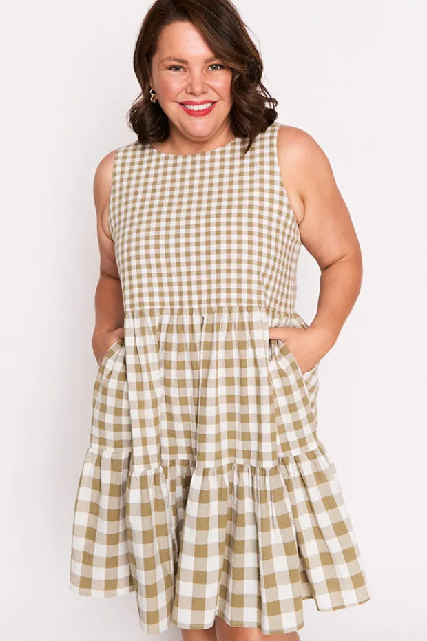 Lorraine Designs Fit & Flare Dresses | Knee Length Dresses*Joey Olive Gingham Dress