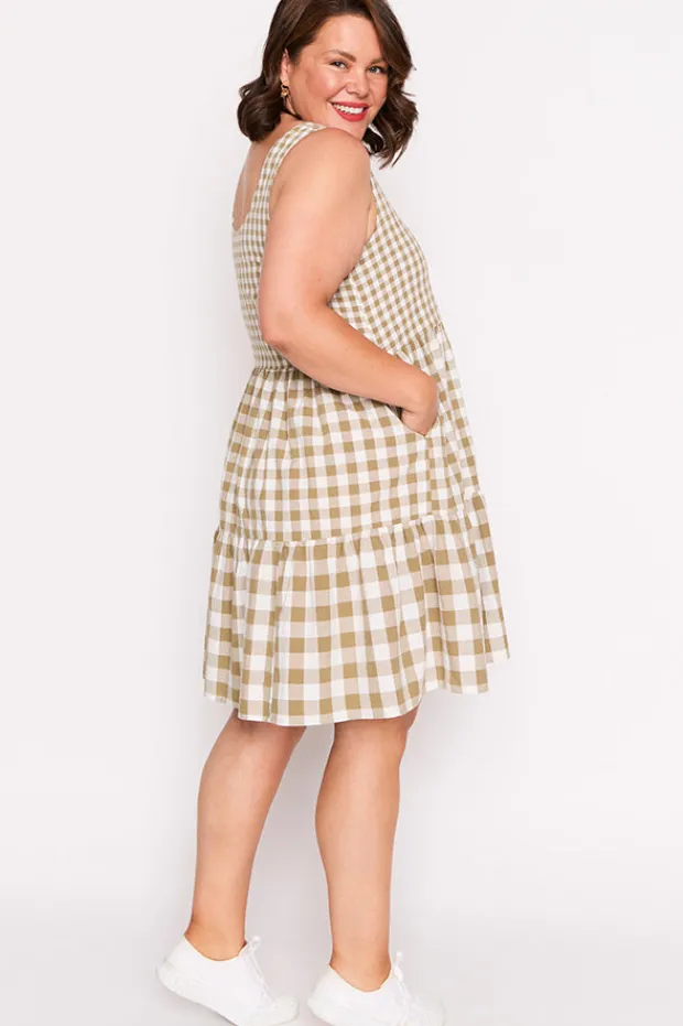 Lorraine Designs Fit & Flare Dresses | Knee Length Dresses*Joey Olive Gingham Dress