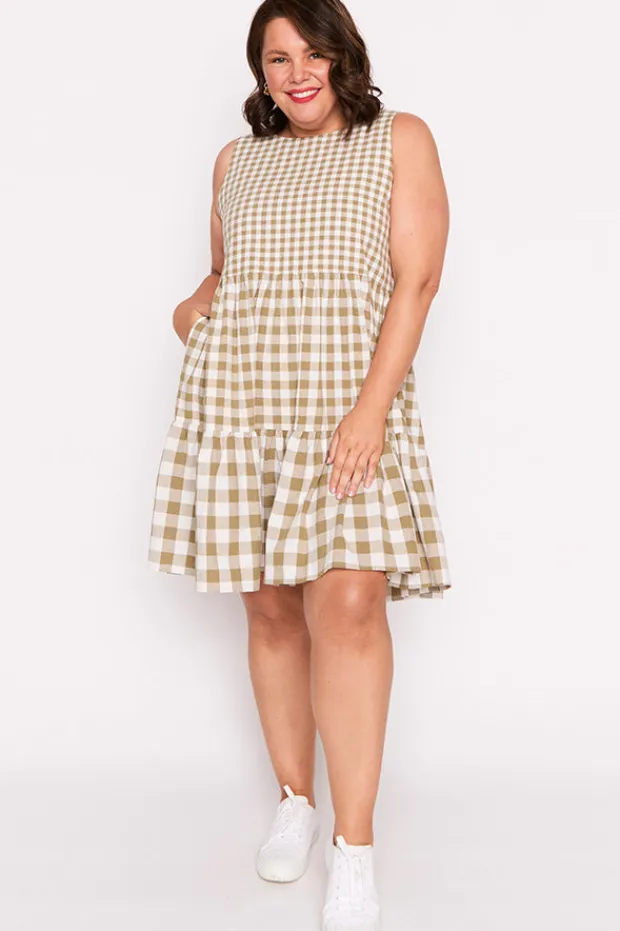 Lorraine Designs Fit & Flare Dresses | Knee Length Dresses*Joey Olive Gingham Dress
