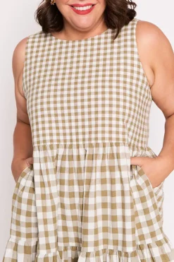 Lorraine Designs Fit & Flare Dresses | Knee Length Dresses*Joey Olive Gingham Dress