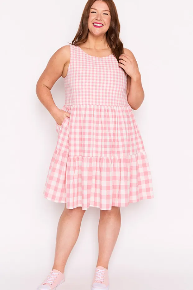 Lorraine Designs Fit & Flare Dresses | Knee Length Dresses*Joey Pink Gingham Dress